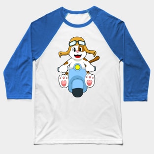 Dog as Biker with Scooter Baseball T-Shirt